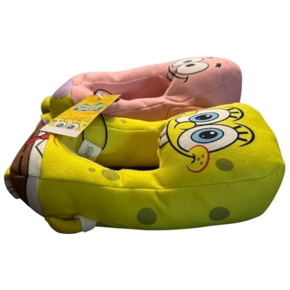 Kids Spongebob Patrick Star‎ Plush Slippers Youth Size 4-5 Yellow Pink